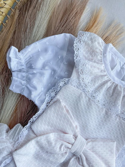 Conjunto de fofo/jardineira com blusa bebé rosa