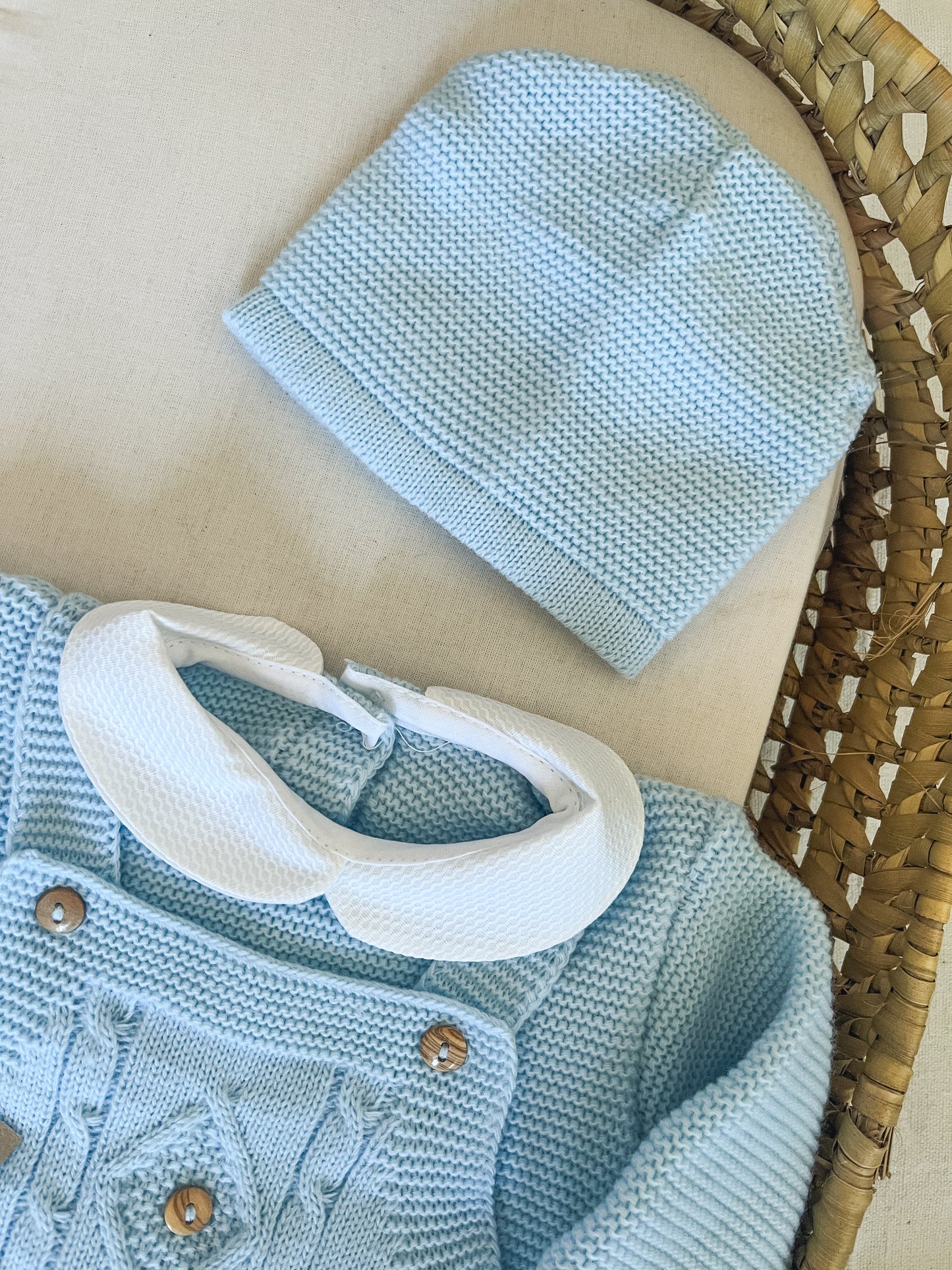 Conjunto de malha 3 peças bebé azul