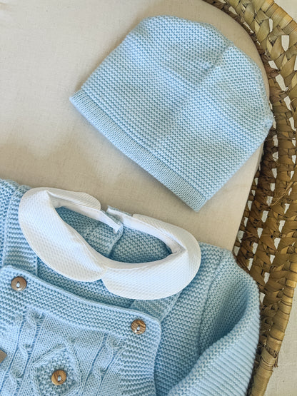 Conjunto de malha 3 peças bebé azul