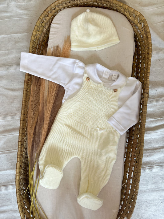 Conjunto de malha 3 peças bebé pérola