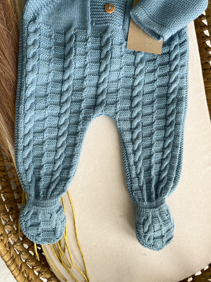 Conjunto de malha 3 peças bebé azul