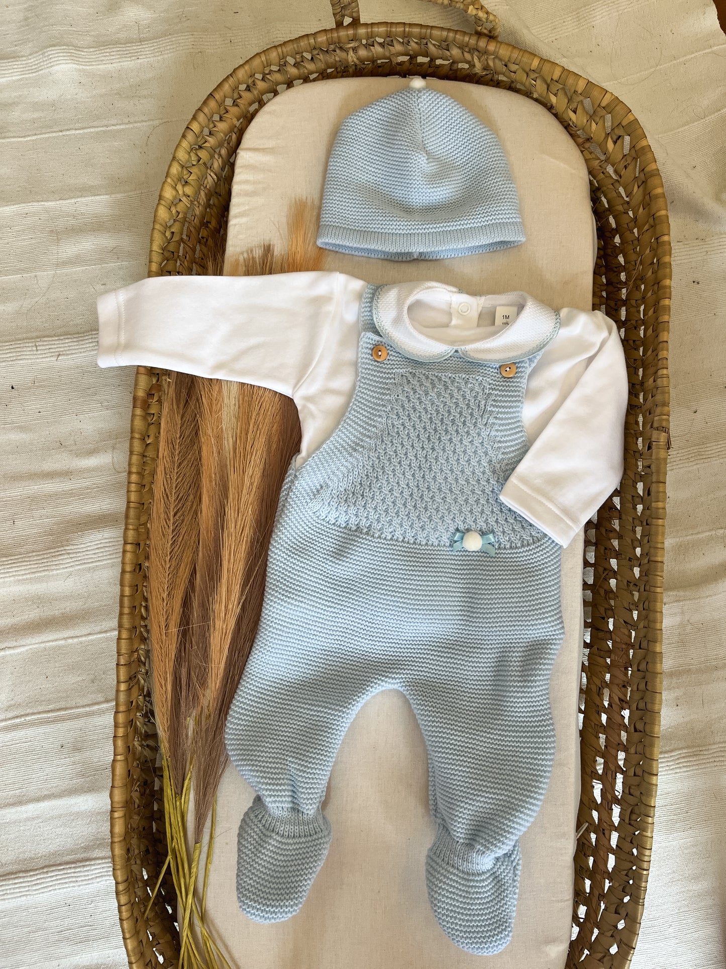 Conjunto de malha 3 peças bebé azul