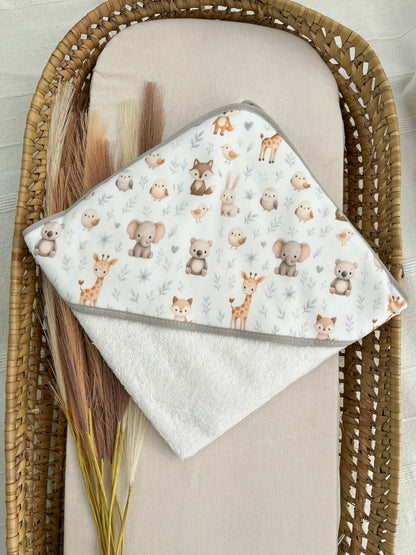 Toalha de banho bebé cinza