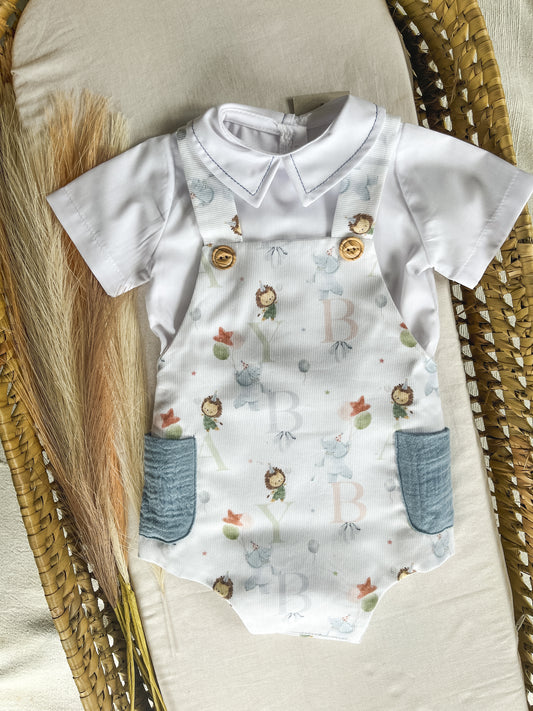 Conjunto de fofo/jardineira com blusa bebé menino