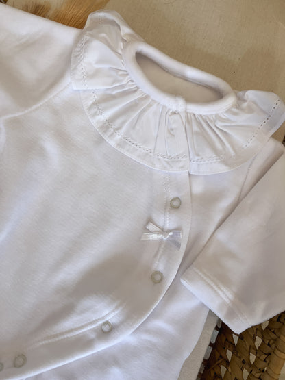 Babygrow de veludo bebé branco personalizável com nome