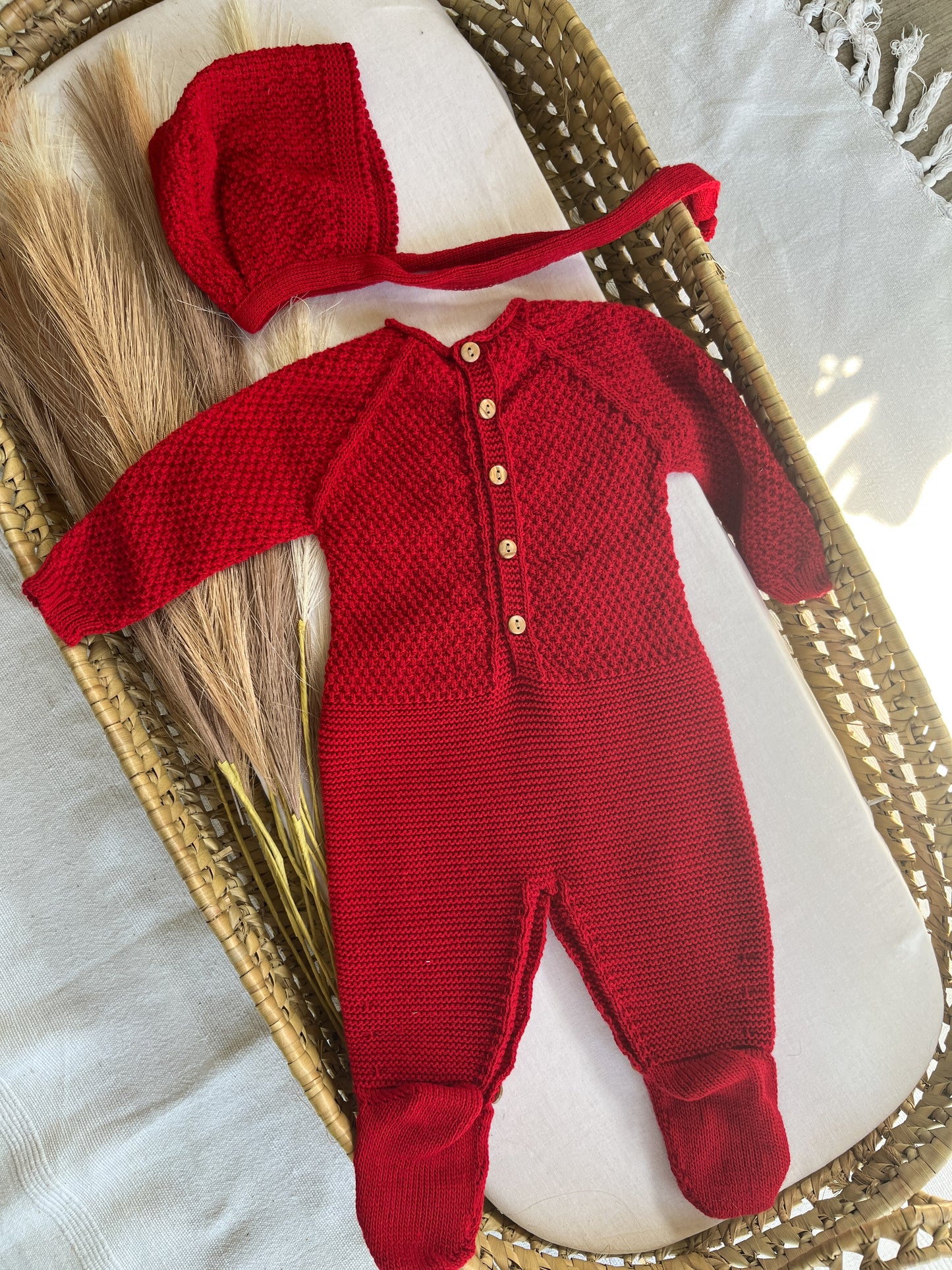 Conjunto de malha saída de maternidade 2 peças vermelho