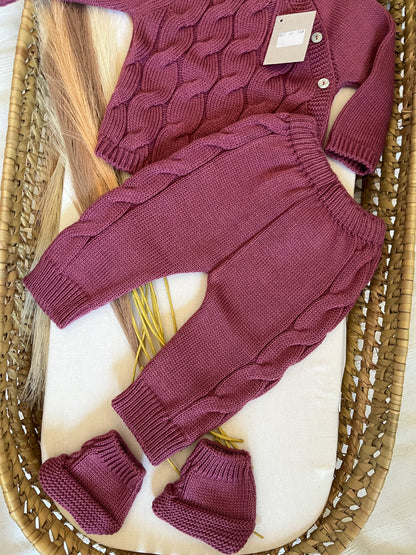 Conjunto de malha 4 peças bebé rosa