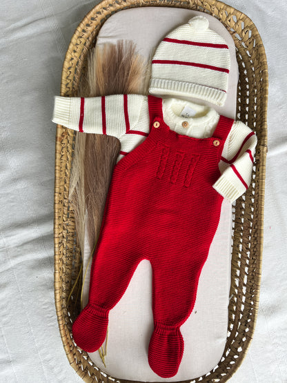 Conjunto de malha 3 peças bebé vermelho