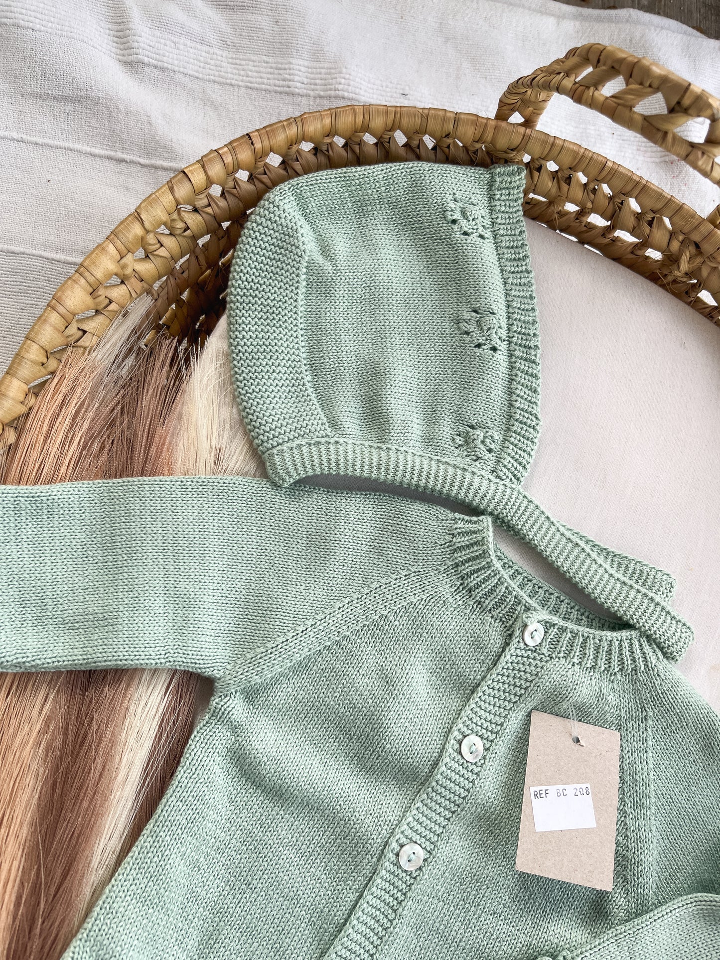 Conjunto de malha bebé 3 peças verde