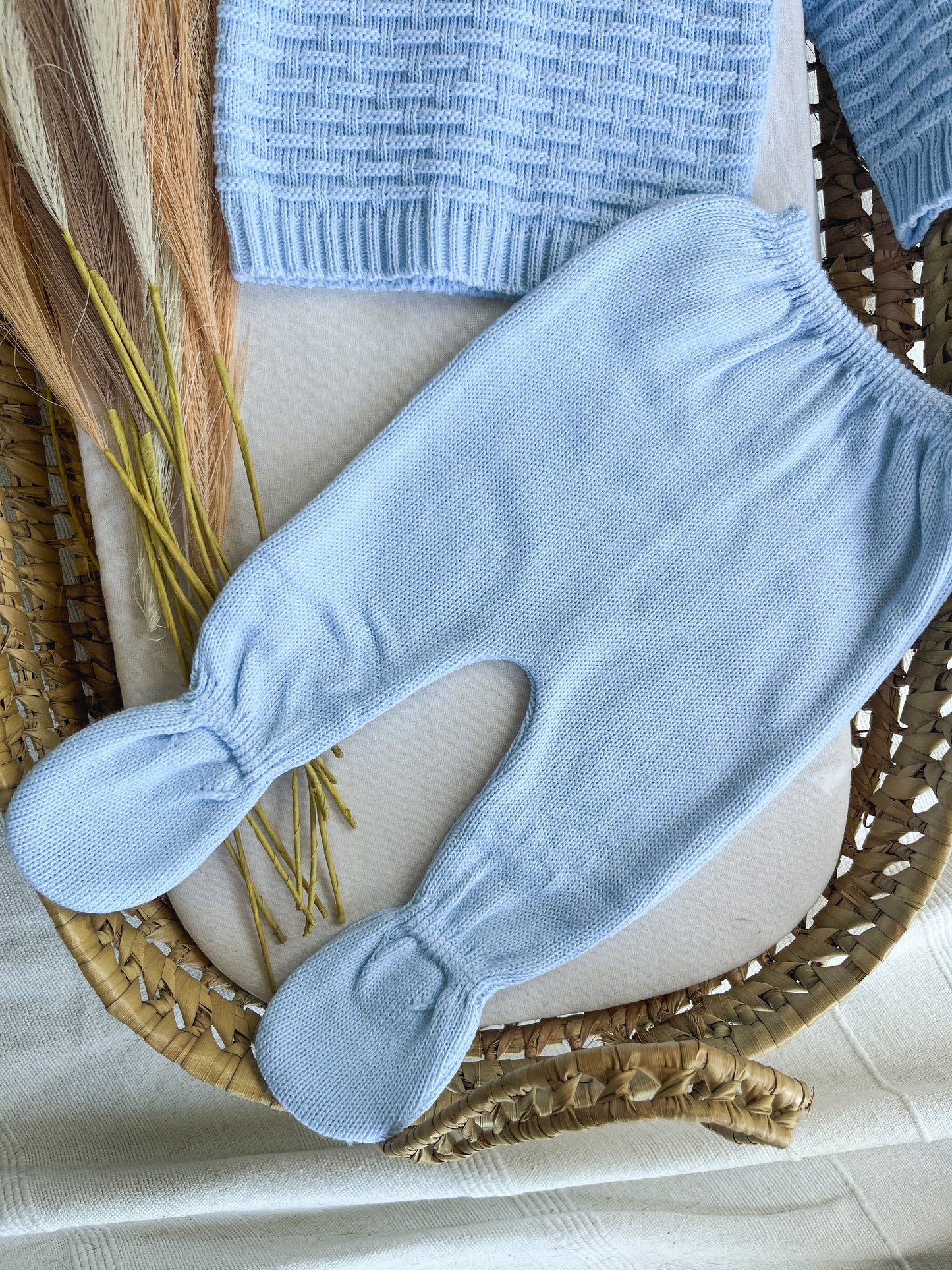 Conjunto de malha 3 peças bebé azul