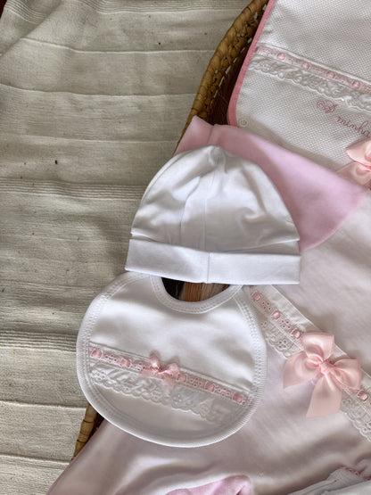 Conjunto primeira roupinha rosa 6 peças bebé
