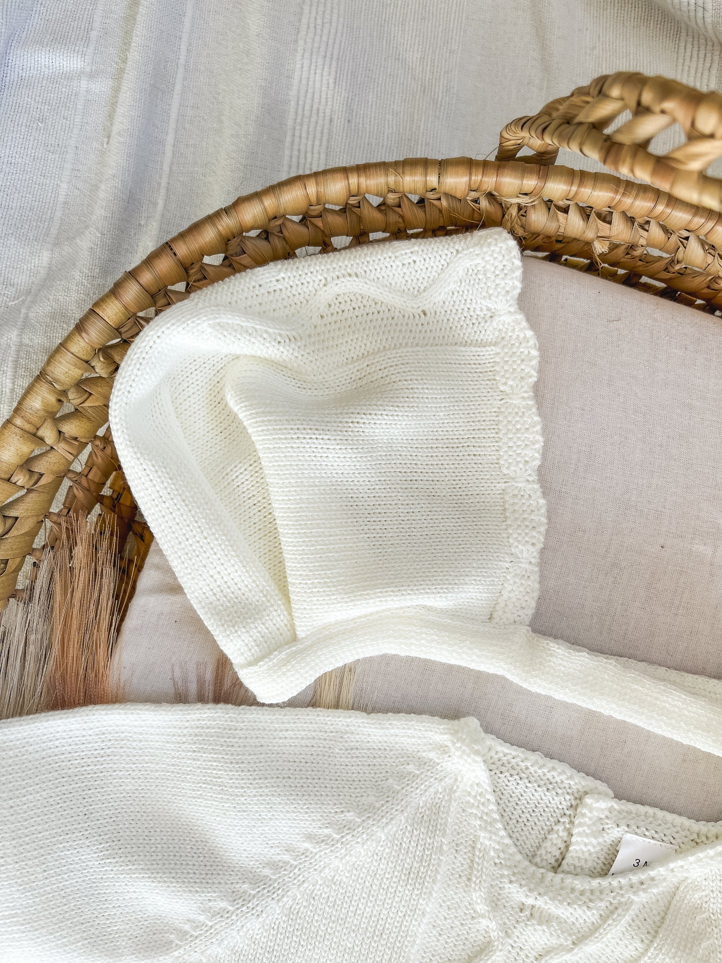 Conjunto de malha bebé 3 peças branco