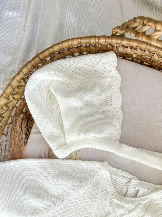 Conjunto de malha bebé 3 peças branco