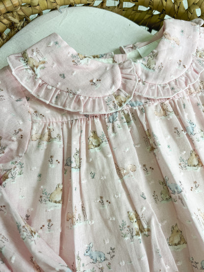 Conjunto de vestido com tapa fralda bebé rosa