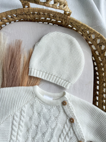 Conjunto de malha bebé 3 peças branco