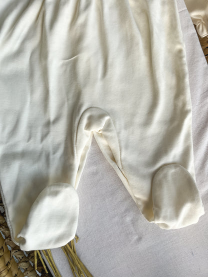 Babygrow de algodão com gola bebé branco pérola