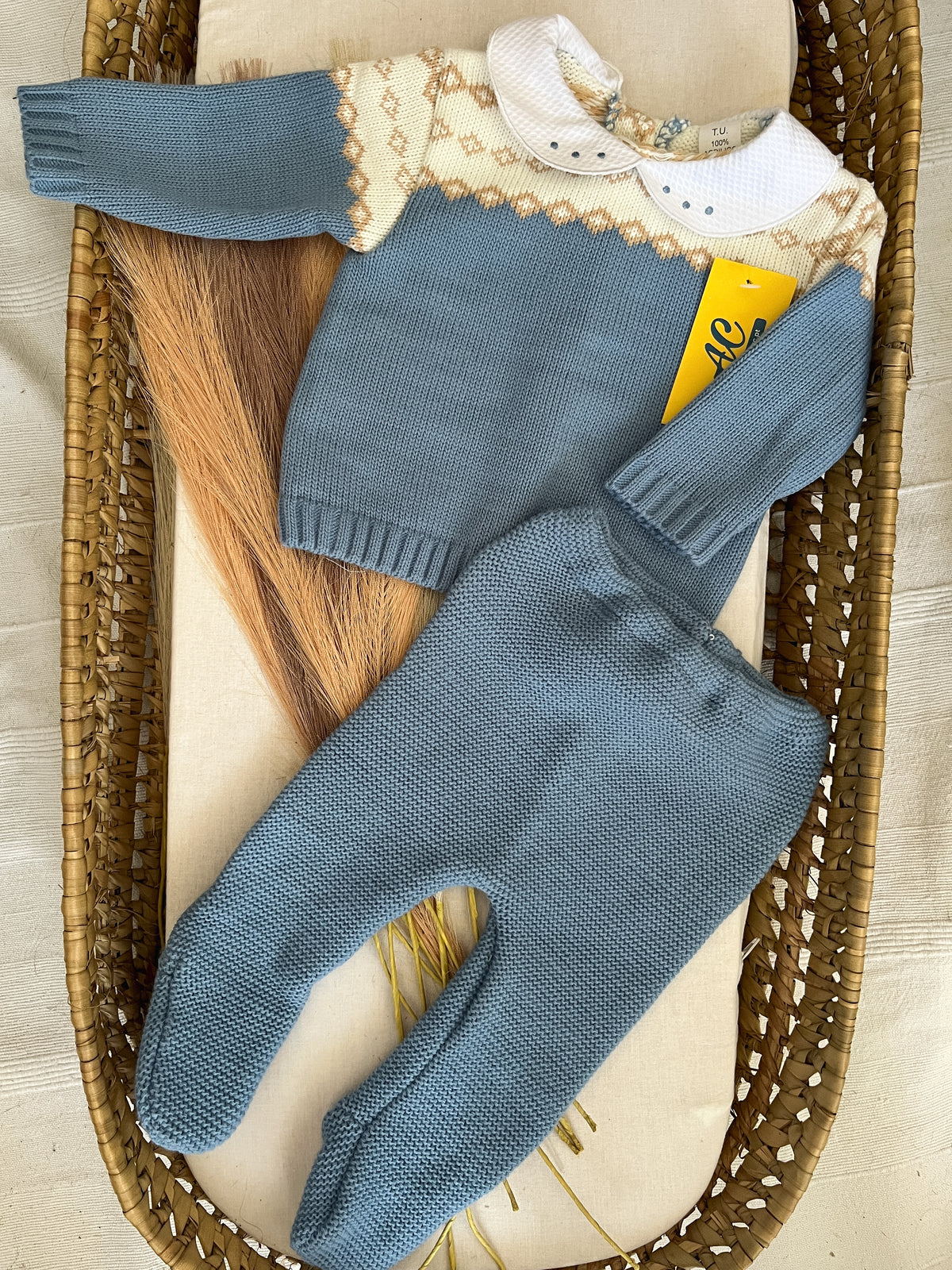 Conjunto de malha 2 peças bebé azul
