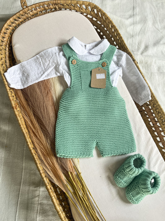 Conjunto de malha de 3 peças bebé verde água