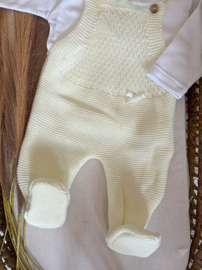 Conjunto de malha 3 peças bebé pérola