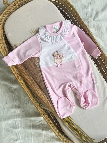 Babygrow de algodão bebé rosa