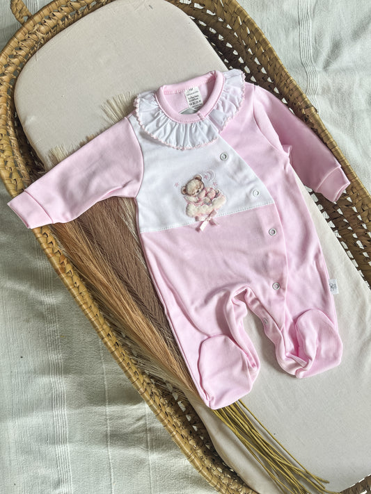 Babygrow de algodão bebé rosa