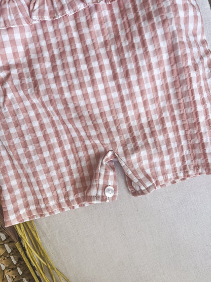Conjunto de jardineira com blusa bebé menina rosa