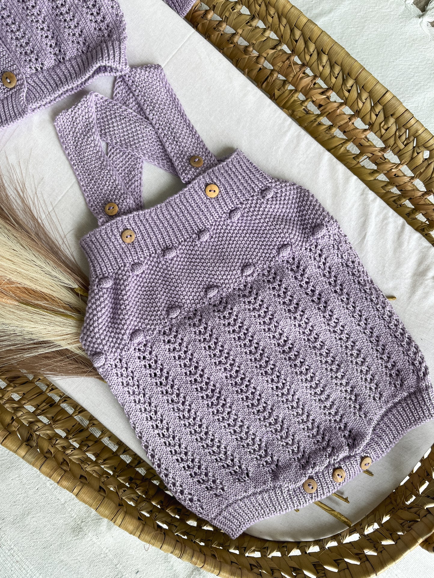 Conjunto de malha 2 peças bebé lavanda