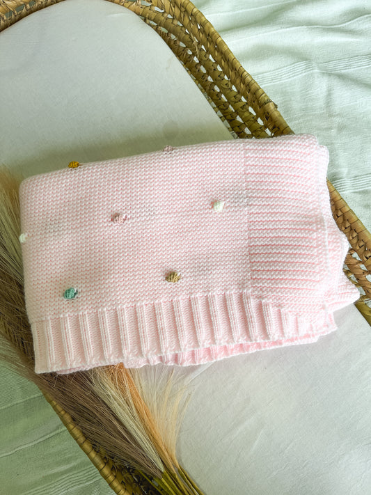 Manta de malha rosa para bebé personalizável com nome