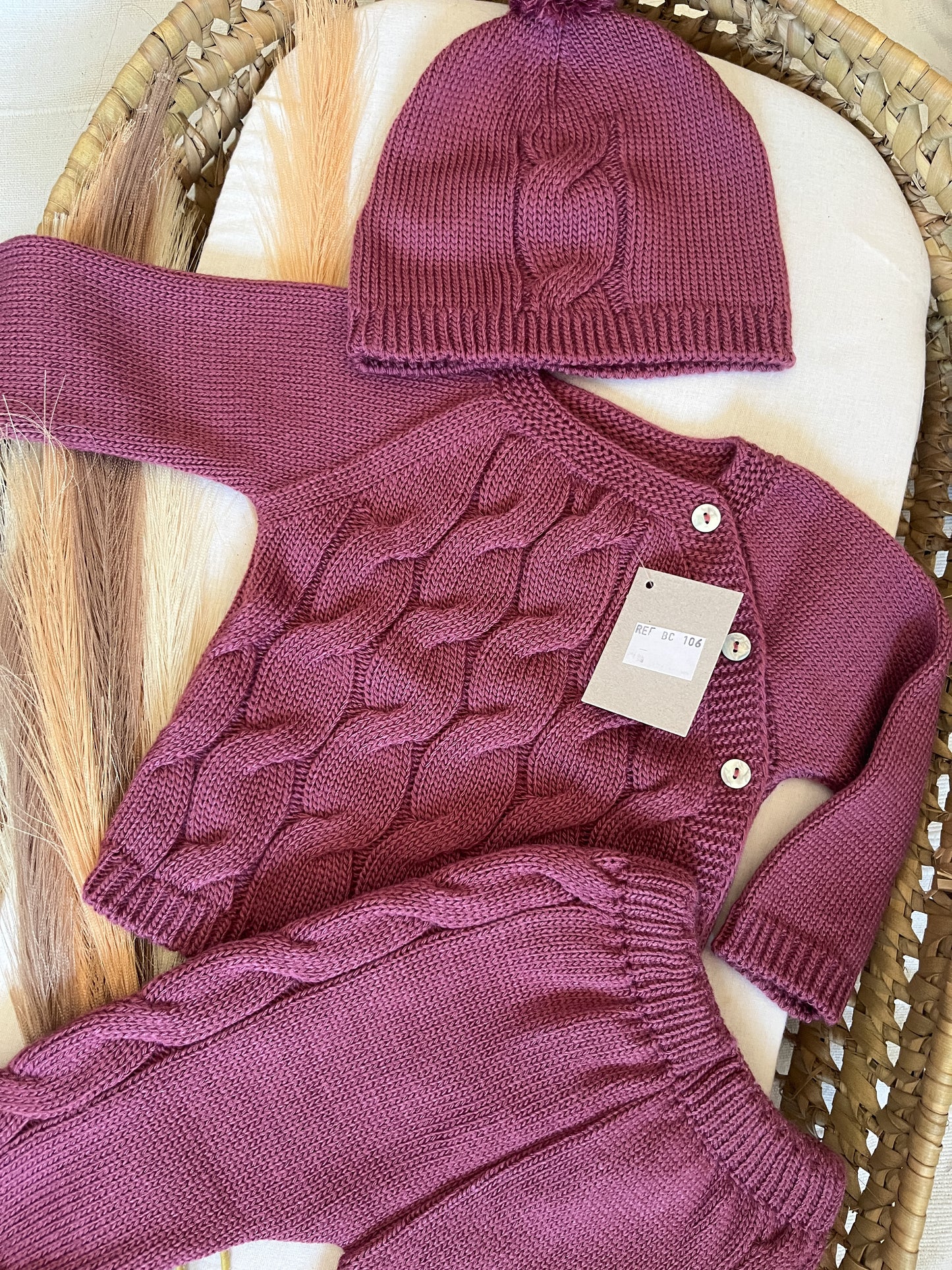 Conjunto de malha 4 peças bebé rosa