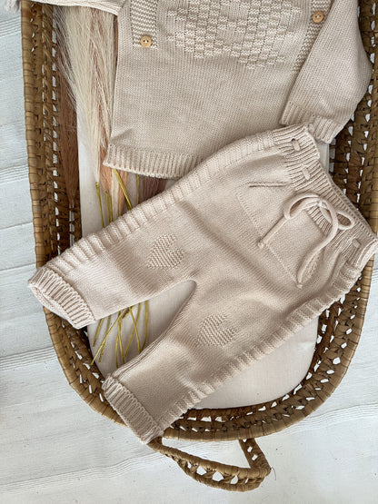 Conjunto de malha 3 peças bebé bege