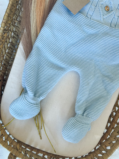 Conjunto de malha 3 peças bebé azul