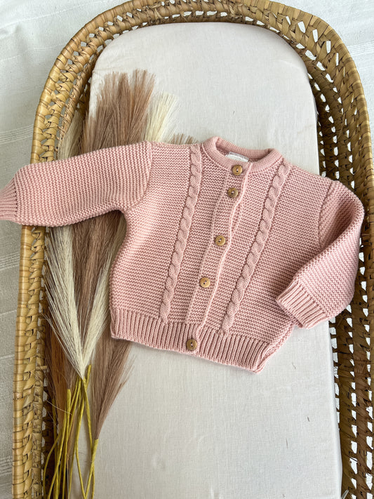 Casaco malha bebé rosa velho