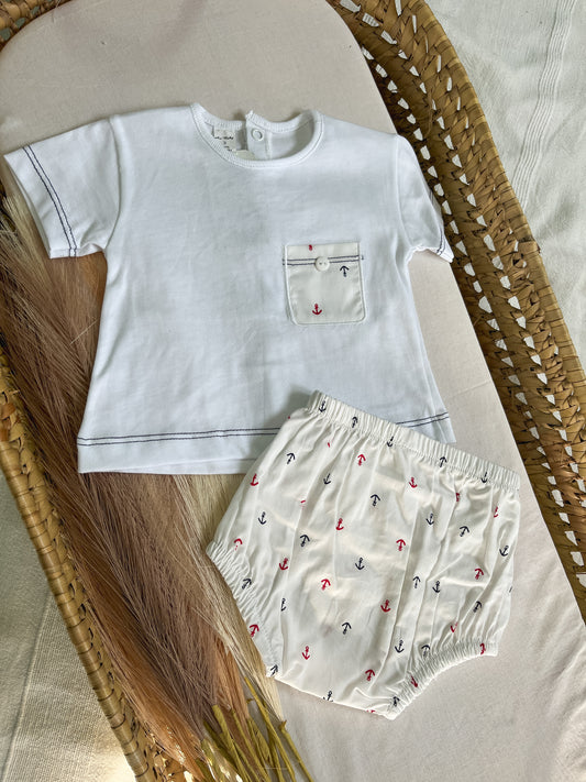 Conjunto de t-shirt e tapa fralda bebé verão