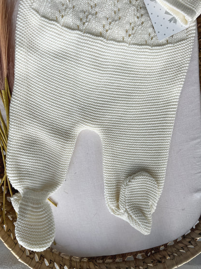 Conjunto de malha bebé 3 peças branco