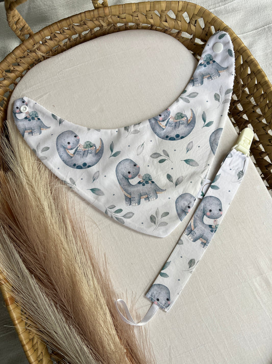 Conjunto de babete e prende chucha bebé personalizável