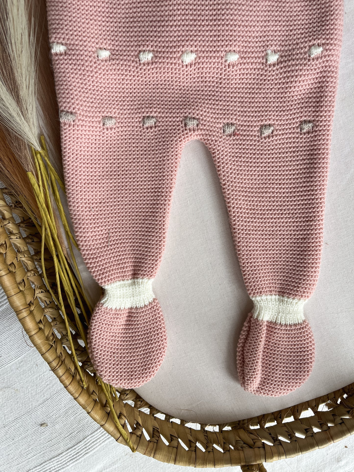 Conjunto de malha 3 peças bebé rosa velho