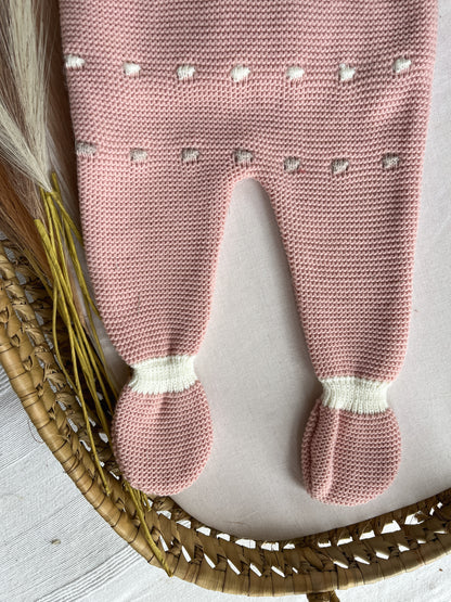 Conjunto de malha 3 peças bebé rosa velho