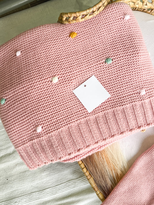 Manta de malha rosa velho para bebé personalizável com nome