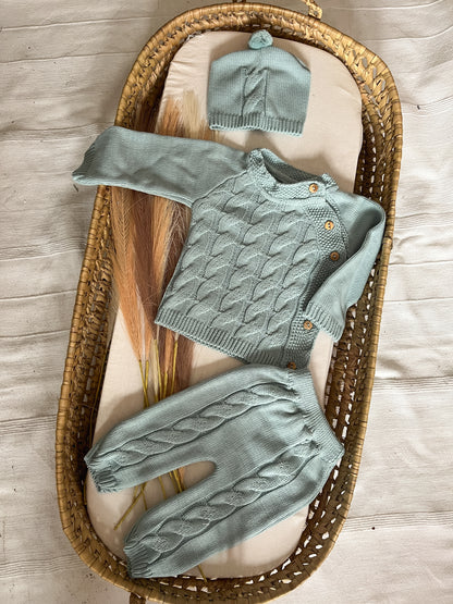 Conjunto de malha 3 peças bebé verde
