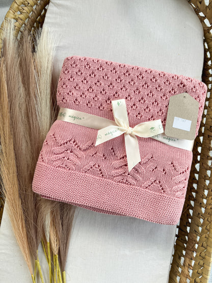 Manta de malha rosa para bebé personalizável com nome