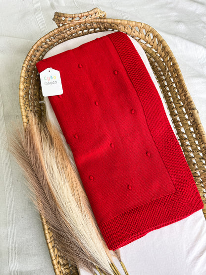 Manta de malha vermelho para bebé personalizável com nome