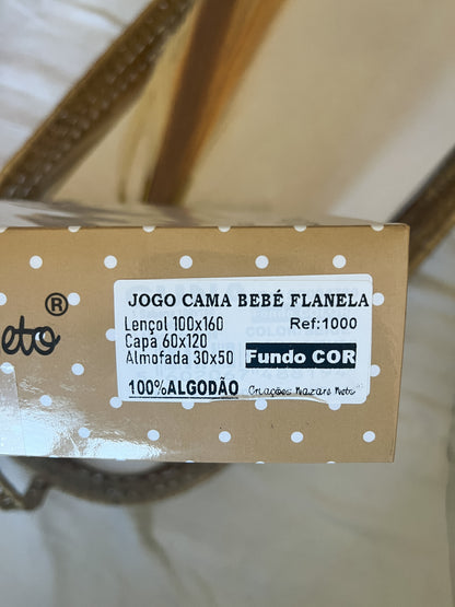 Jogo de Lençóis de flanela para berço de grades