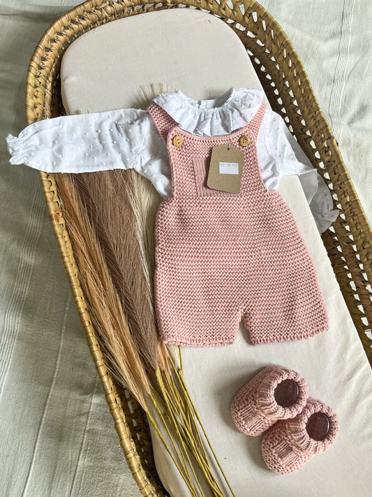 Conjunto de malha de 3 peças bebé rosa velho