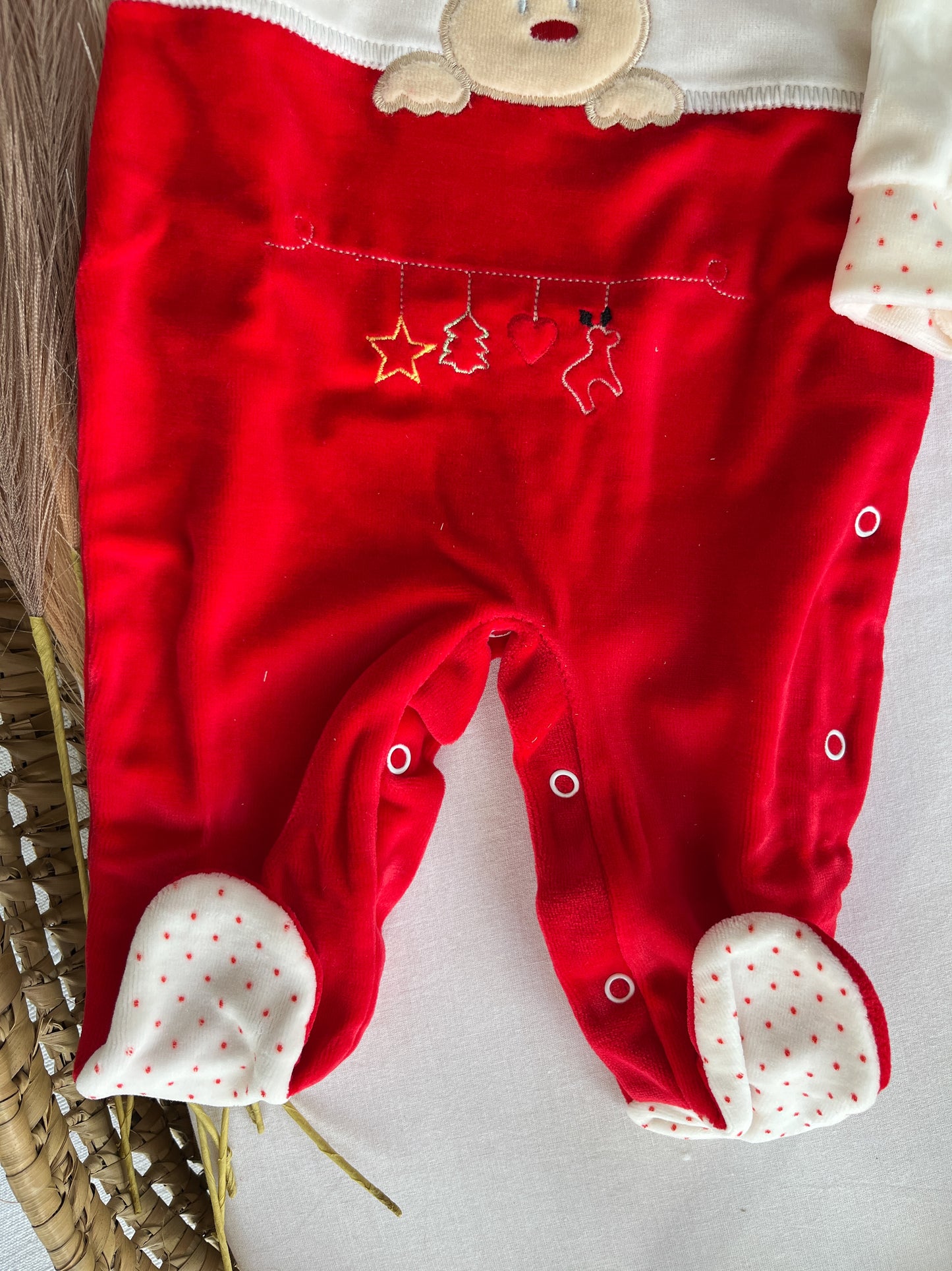 Babygrow de veludo bebé vermelho Natal