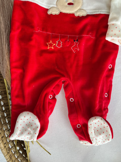 Babygrow de veludo bebé vermelho Natal