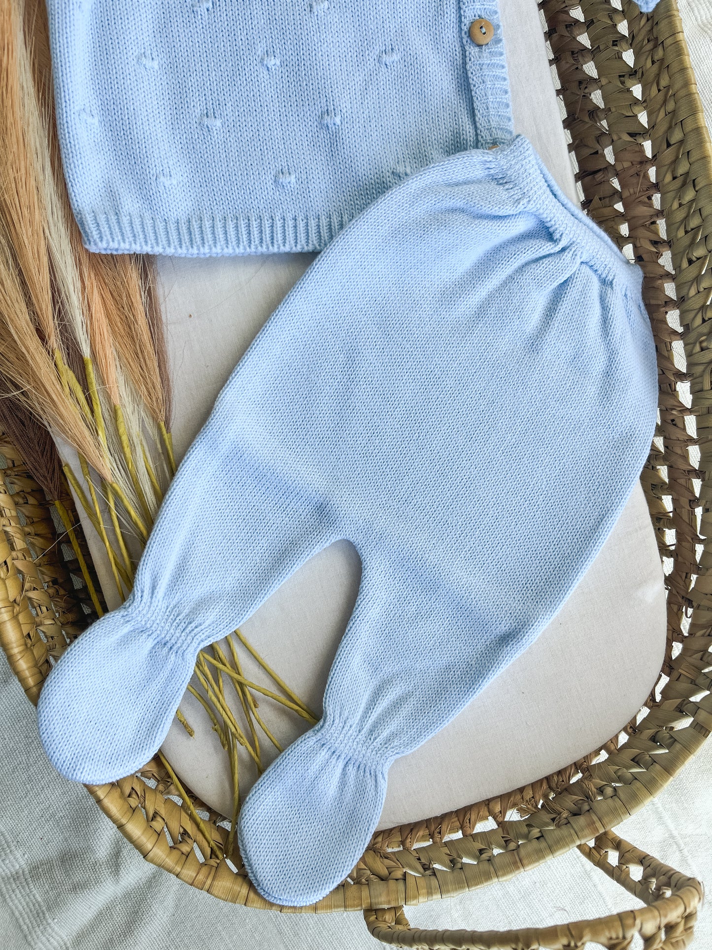 Conjunto de malha 3 peças bebé azul