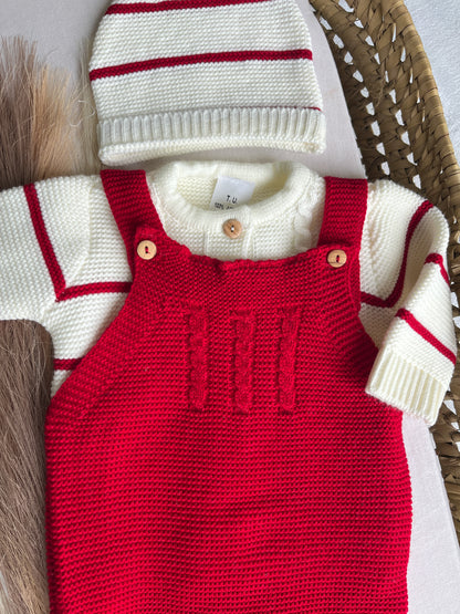 Conjunto de malha 3 peças bebé vermelho