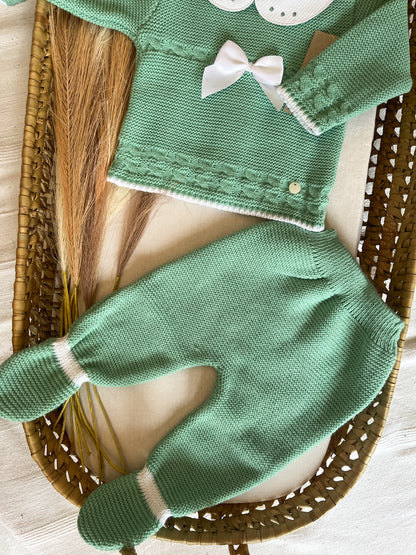 Conjunto de malha 3 peças bebé verde