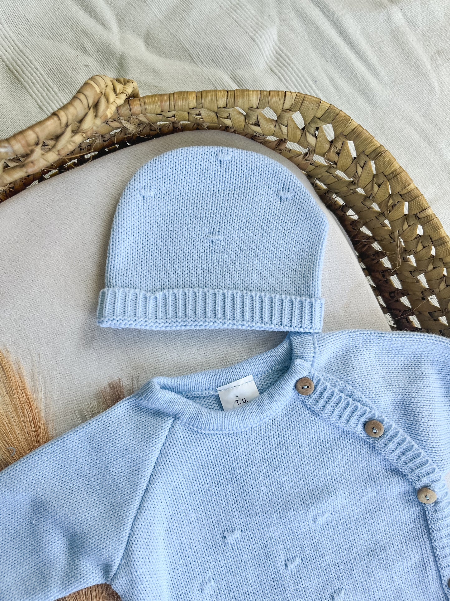 Conjunto de malha 3 peças bebé azul