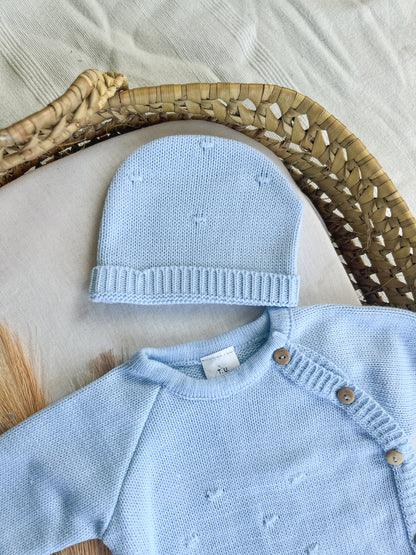 Conjunto de malha 3 peças bebé azul